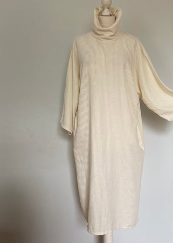 Wallis funnel neck cream and gold eighties dress size medium