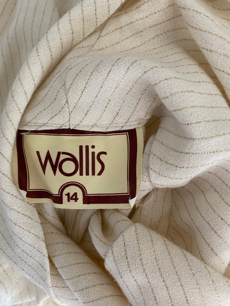 Wallis funnel neck cream and gold eighties dress size medium