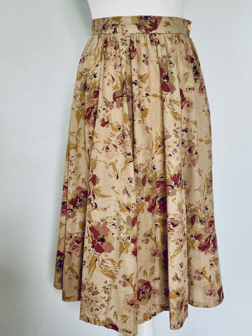 Vintage Wallis muted floral full skirt size 10