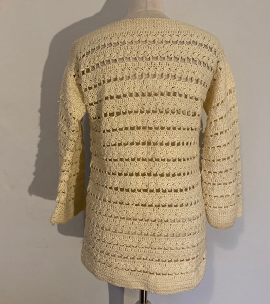 Cream crochet bell sleeve top